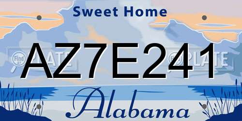 AZ7E241 Alabama License Plate