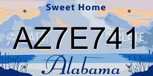 AZ7E741 Alabama License Plate