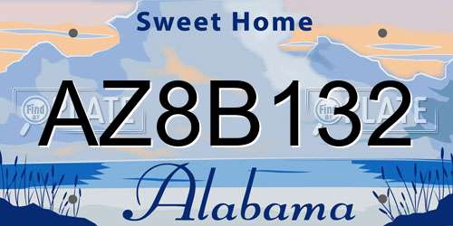 AZ8B132 Alabama License Plate
