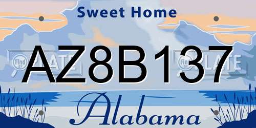 AZ8B137 Alabama License Plate