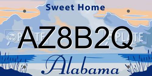 AZ8B2Q Alabama License Plate