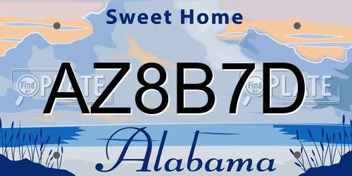 AZ8B7D Alabama License Plate