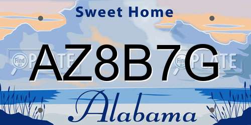 AZ8B7G Alabama License Plate