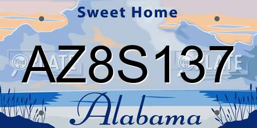 AZ8S137 Alabama License Plate
