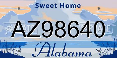 AZ98640 Alabama License Plate