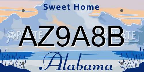 AZ9A8B Alabama License Plate