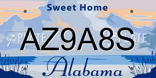 AZ9A8S Alabama License Plate