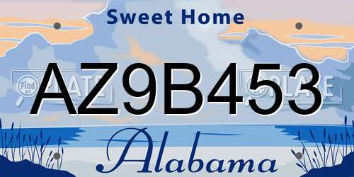 AZ9B453 Alabama License Plate