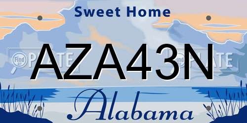 AZA43N Alabama License Plate