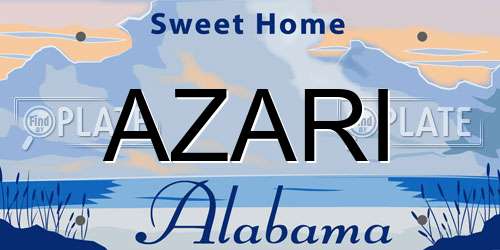AZARI Alabama License Plate