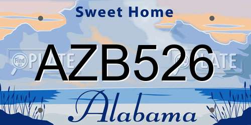 AZB526 Alabama License Plate