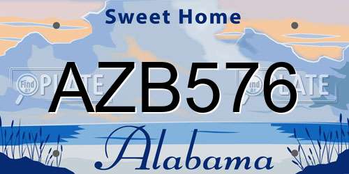 AZB576 Alabama License Plate