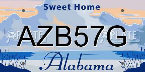 AZB57G Alabama License Plate