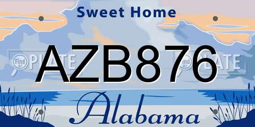 AZB876 Alabama License Plate