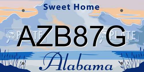 AZB87G Alabama License Plate