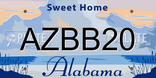 AZBB20 Alabama License Plate