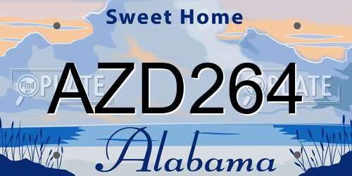 AZD264 Alabama License Plate