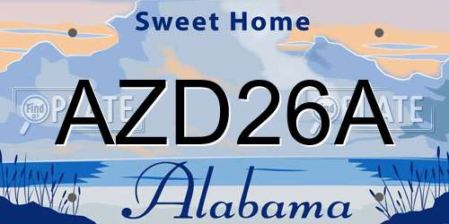 AZD26A Alabama License Plate