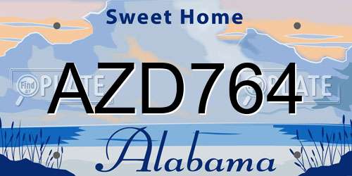 AZD764 Alabama License Plate