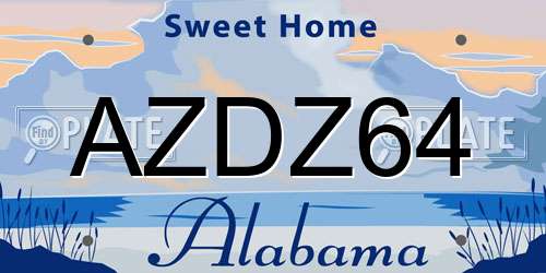 AZDZ64 Alabama License Plate