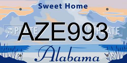 AZE993 Alabama License Plate