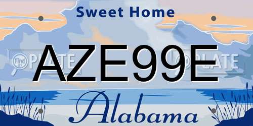 AZE99E Alabama License Plate