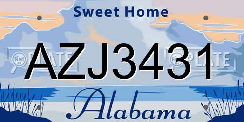 AZJ3431 Alabama License Plate