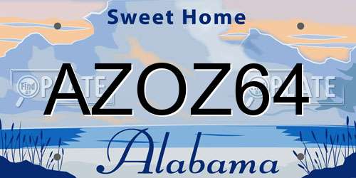 AZOZ64 Alabama License Plate