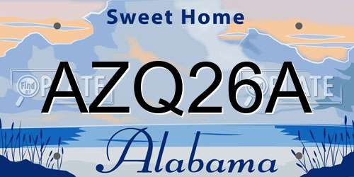 AZQ26A Alabama License Plate