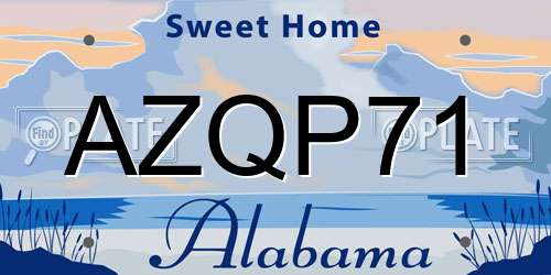 AZQP71 Alabama License Plate