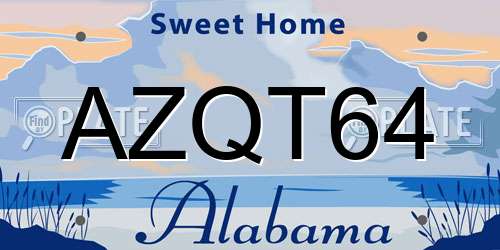 AZQT64 Alabama License Plate