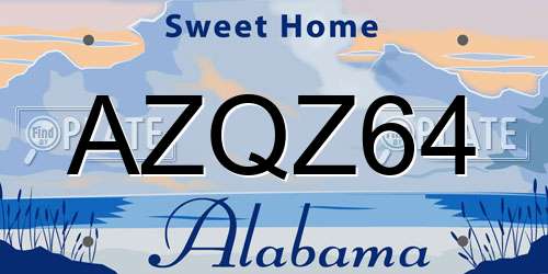 AZQZ64 Alabama License Plate