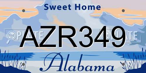 AZR349 Alabama License Plate