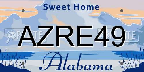 AZRE49 Alabama License Plate
