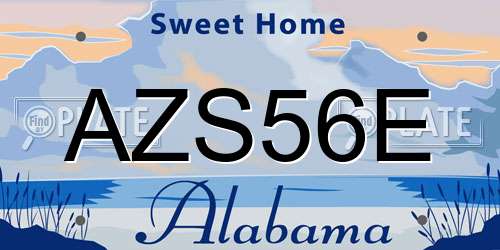 AZS56E Alabama License Plate