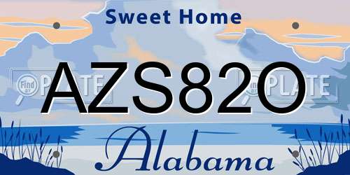 AZS82O Alabama License Plate