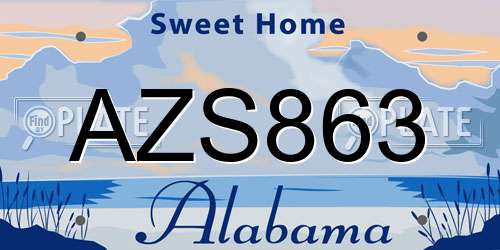 AZS863 Alabama License Plate