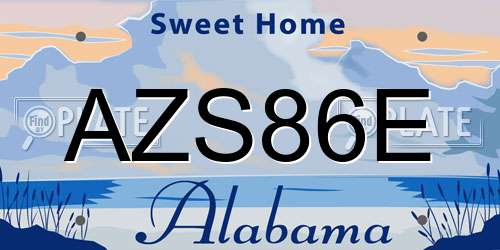 AZS86E Alabama License Plate