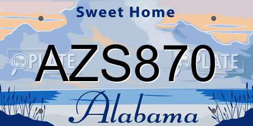 AZS870 Alabama License Plate