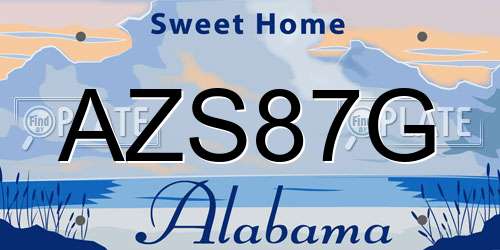 AZS87G Alabama License Plate