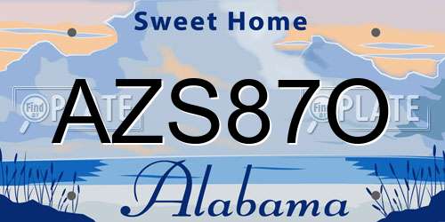AZS87O Alabama License Plate