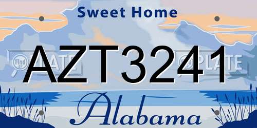 AZT3241 Alabama License Plate