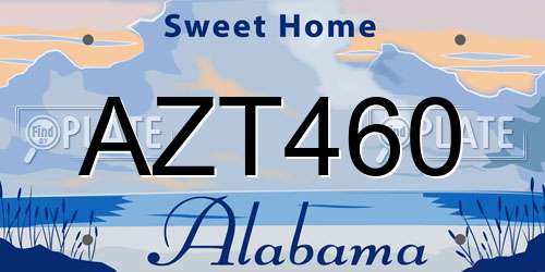 AZT460 Alabama License Plate