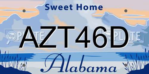 AZT46D Alabama License Plate