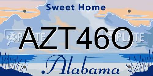 AZT46O Alabama License Plate