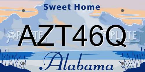 AZT46Q Alabama License Plate