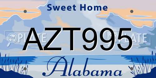 AZT995 Alabama License Plate