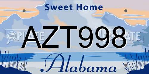 AZT998 Alabama License Plate