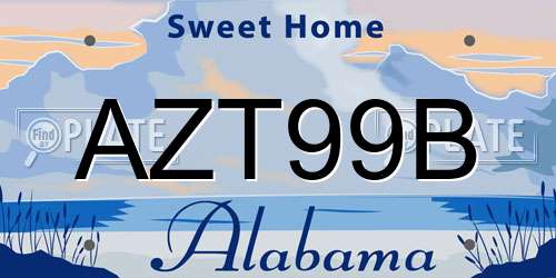AZT99B Alabama License Plate