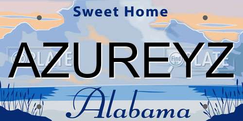 AZUREYZ Alabama License Plate